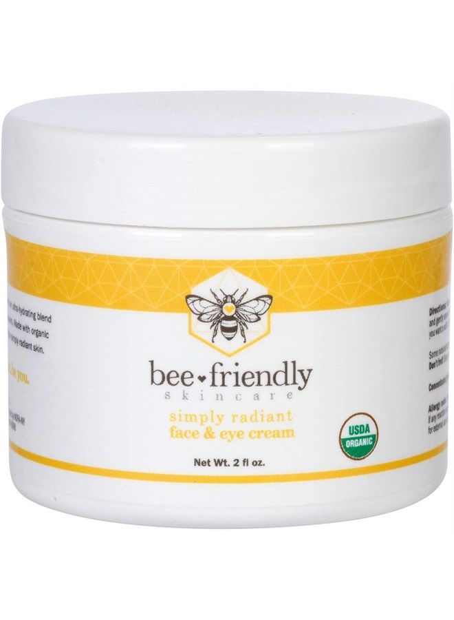 BeeFriendly Face and Eye Cream All Natural USDA Certified Organic Moisturizer, All In One Face, Eye, Neck, Decollete Cream, 2 oz - Image 1