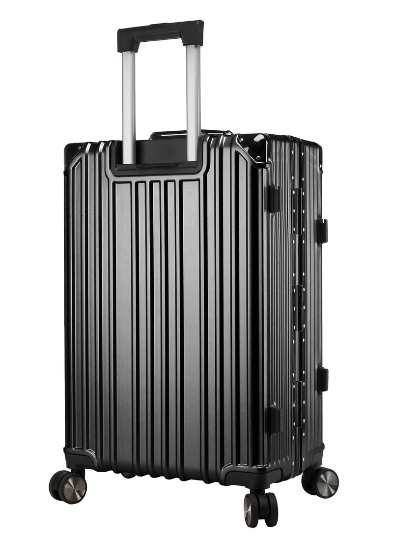 CABINPRO Lightweight Aluminum Frame Fashion Trolley Luggage Set of 3 Polycarbonate Hard Case Suitcase with 4 Quite 360° Double Spinner Wheels CP001 Black  - Image 4