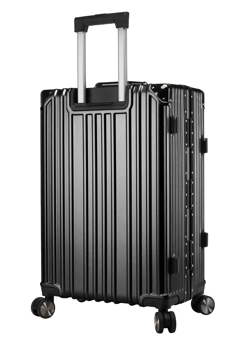 CABINPRO Black Lightweight Aluminum Frame Fashion Trolley Luggage Set of 3 Polycarbonate Hard Case Suitcase with 4 Quite 360° Double Spinner Wheels CP001 Black  | Best Price UAE
