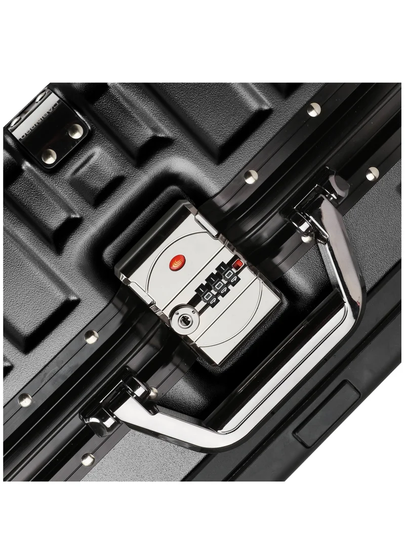 CABINPRO Black Lightweight Aluminum Frame Fashion Trolley Luggage Set of 3 Polycarbonate Hard Case Suitcase with 4 Quite 360° Double Spinner Wheels CP001 Black  | Best Price UAE