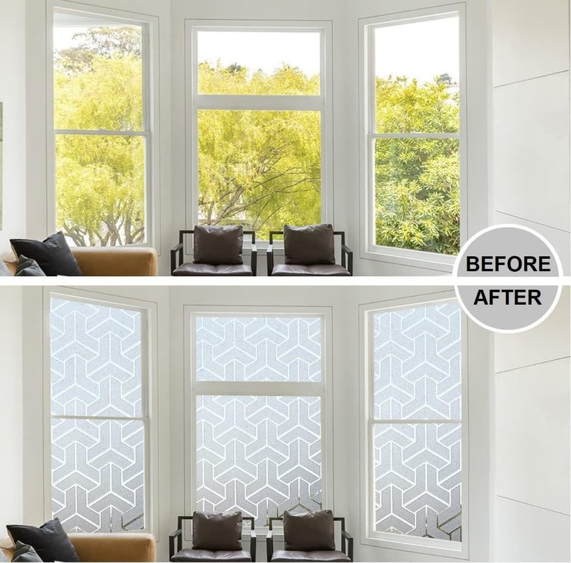 WINDOWX Love Your Window Again WINDOWX Vinyl Frosted Window Self Adhesive Privacy Glass Film for Window Glass Decorative Window Sticker Wallpaper Vinyl Sheet for Glass Door Bathroom Home Window D Arrow Design 12x60 Inch  - Image 4