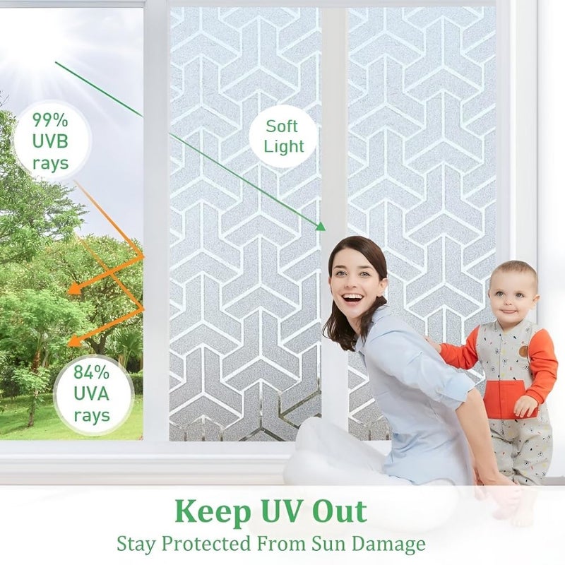 WINDOWX Love Your Window Again WINDOWX Vinyl Frosted Window Self Adhesive Privacy Glass Film for Window Glass Decorative Window Sticker Wallpaper Vinyl Sheet for Glass Door Bathroom Home Window D Arrow Design 12x60 Inch  - Image 3