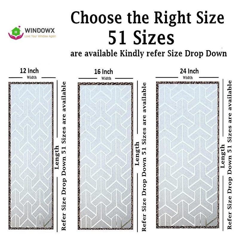 WINDOWX Love Your Window Again WINDOWX Vinyl Frosted Window Self Adhesive Privacy Glass Film for Window Glass Decorative Window Sticker Wallpaper Vinyl Sheet for Glass Door Bathroom Home Window D Arrow Design 12x60 Inch  - Image 2
