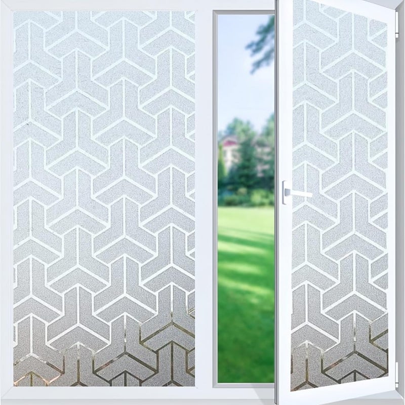 WINDOWX Love Your Window Again WINDOWX Vinyl Frosted Window Self Adhesive Privacy Glass Film for Window Glass Decorative Window Sticker Wallpaper Vinyl Sheet for Glass Door Bathroom Home Window D Arrow Design 12x60 Inch  - Image 1
