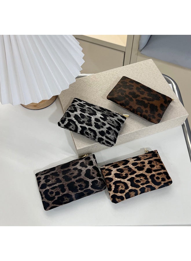 Short Zipper Simple Ultra-thin Coin Purse Men's And Women's Lychee Print Leopard Print ID Card Coin Bag-Color:Mint Green  - Image 4