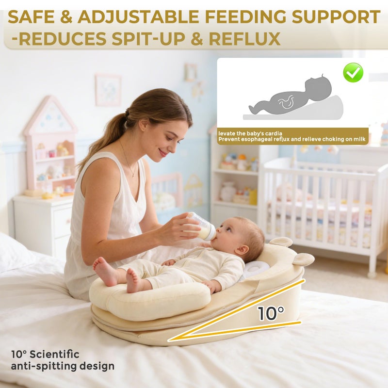 Rootling Baby Feeding Pillow, Anti Overflow Feeding Pillow for Reducing Spit-Up, Safety Nursing Pillow, Baby Lounger Reflux Wedge Breastfeeding, Removable top and Bottom - Image 4