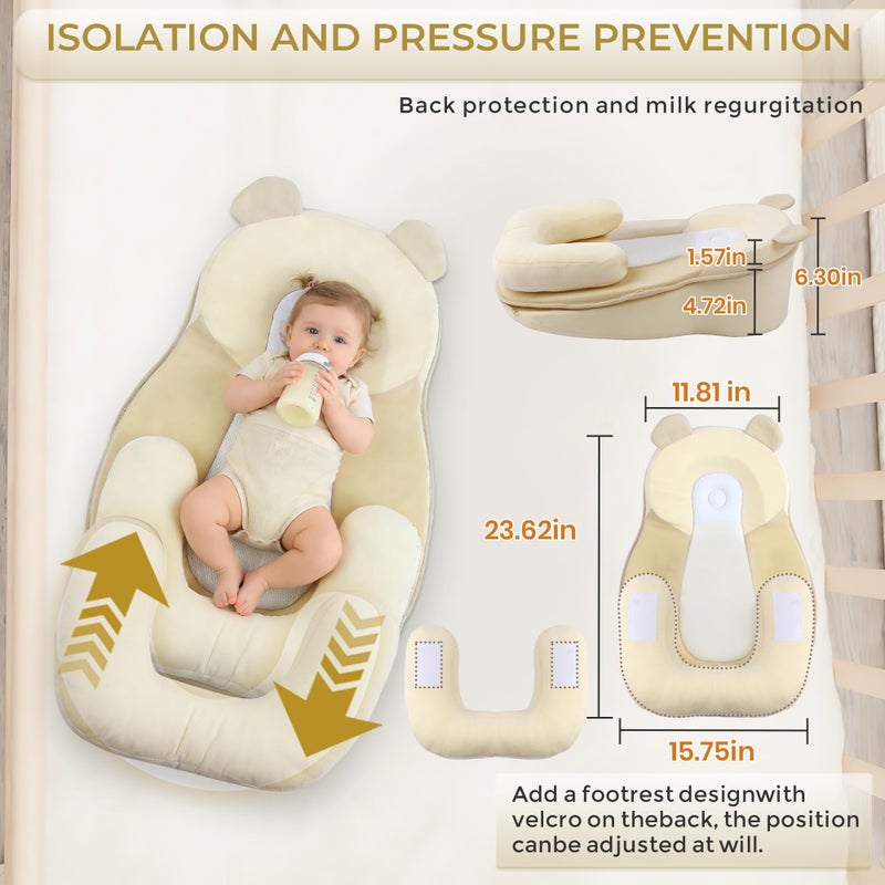 Rootling Baby Feeding Pillow, Anti Overflow Feeding Pillow for Reducing Spit-Up, Safety Nursing Pillow, Baby Lounger Reflux Wedge Breastfeeding, Removable top and Bottom - Image 3