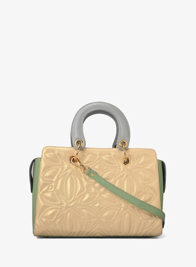 Carmen Steffens  Yellow Pearl Leather Bag with Quilting for Women | Best Price UAE
