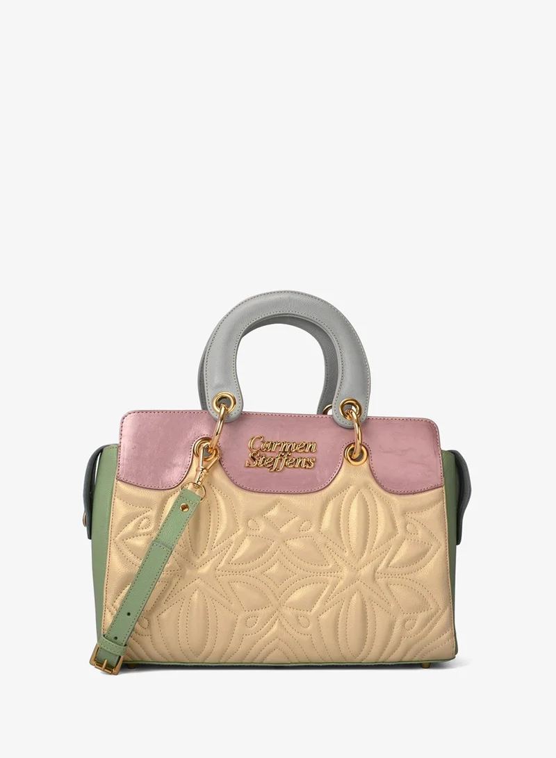 Carmen Steffens Yellow Pearl Leather Bag with Quilting