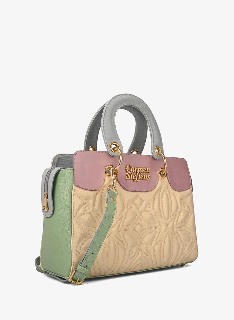 Yellow Pearl Leather Bag with Quilting