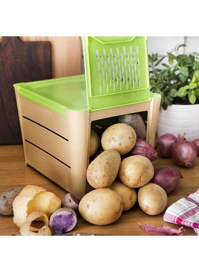 Snips Space Saving Potato and Onion Keeper Brown and Green 25.5 x 20 x 17.5 cm 000500 - Image 5