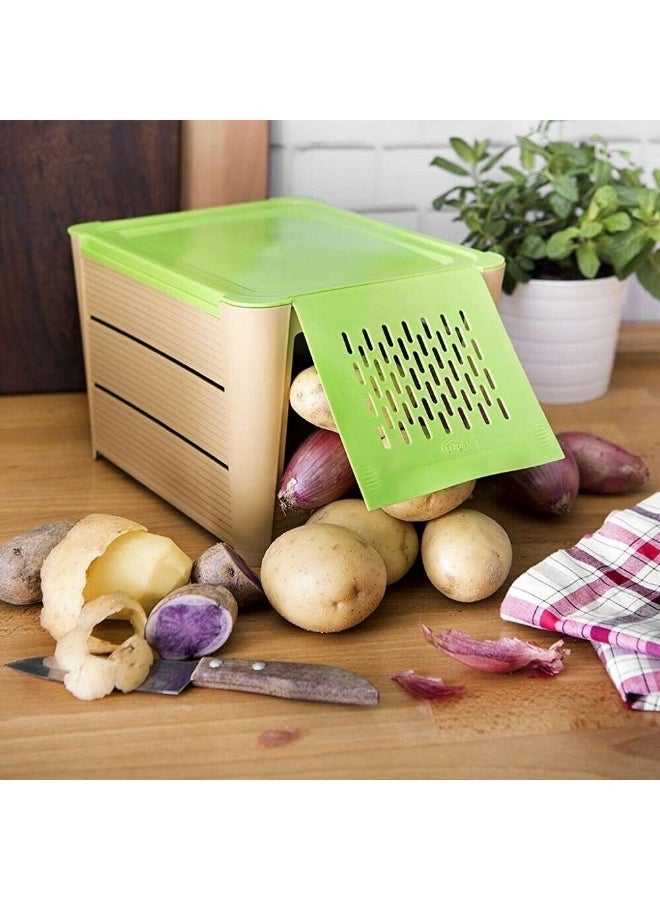 Snips Space Saving Potato and Onion Keeper Brown and Green 25.5 x 20 x 17.5 cm 000500 - Image 4