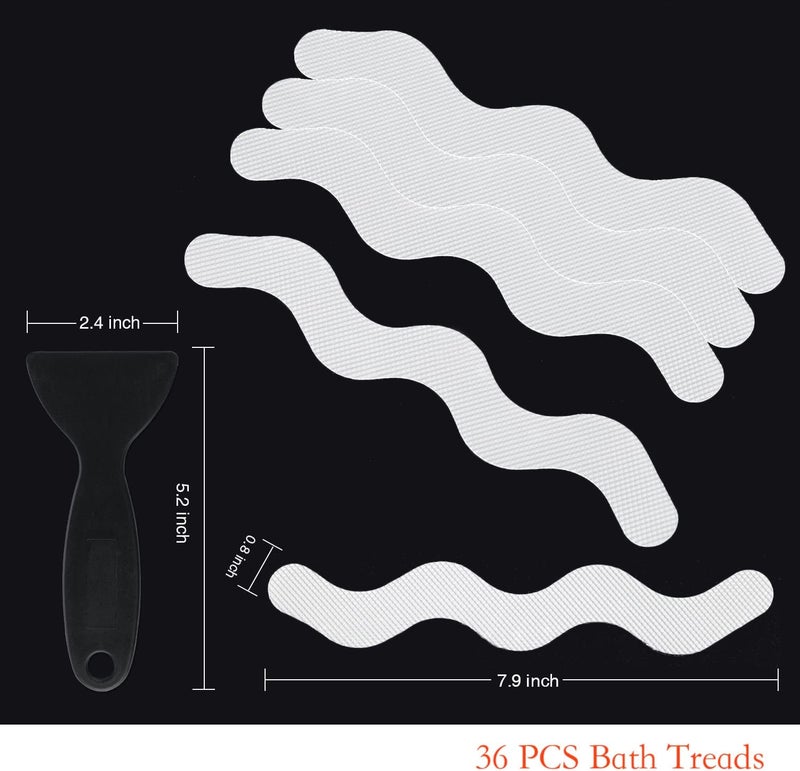 Secopad Patented 36 PCS Anti Slip Shower Stickers, Safety Bathtub Strips Adhesive Decals with Premium Scraper for Bath Tub Shower Stairs (White) - Image 3