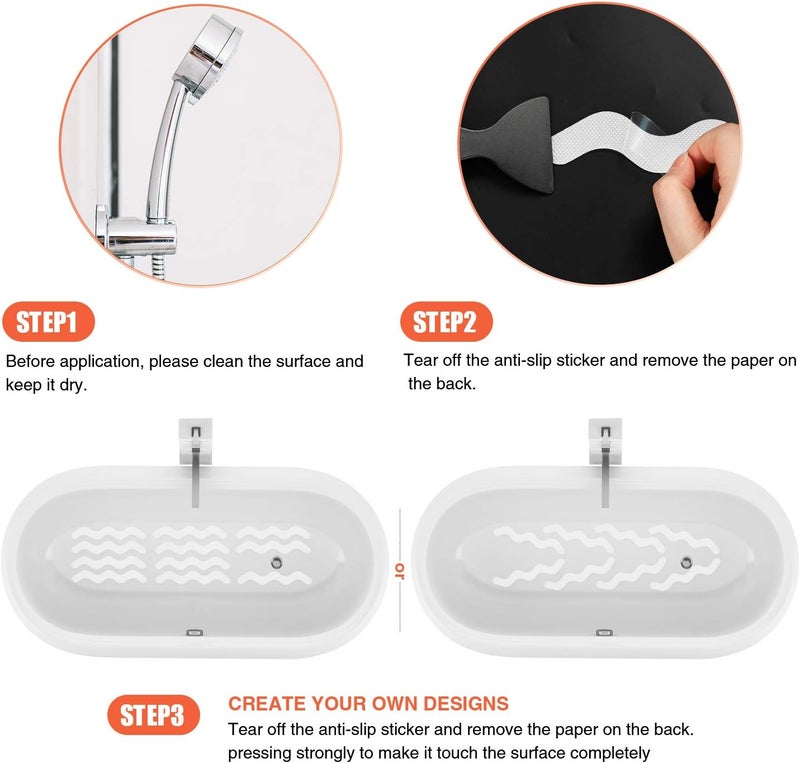 Secopad Patented 36 PCS Anti Slip Shower Stickers, Safety Bathtub Strips Adhesive Decals with Premium Scraper for Bath Tub Shower Stairs (White) - Image 5