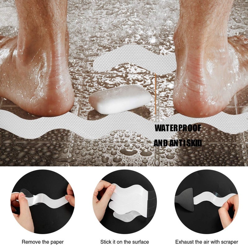 Secopad Patented 36 PCS Anti Slip Shower Stickers, Safety Bathtub Strips Adhesive Decals with Premium Scraper for Bath Tub Shower Stairs (White) - Image 4