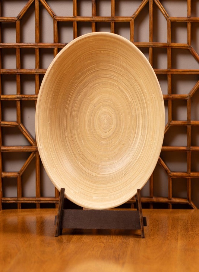 LEXA 12" Handmade Bamboo Salad Bowl – 130 oz Large Wooden Fruit Bowl for Kitchen Counter, Natural Bamboo, Pack of 2 - Image 4