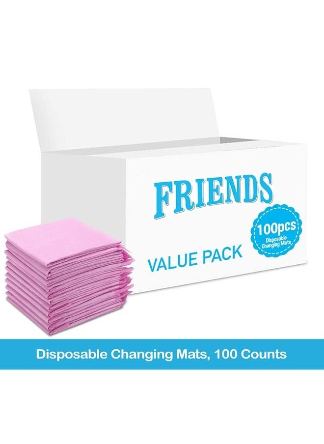 Friends - Disposable Changing Mats, 100 Counts, Soft Waterproof Mat, Portable Leak Proof Changing Mat, New Mom Leak-Proof Under pad, Mattress Table Protector Pad - Image 1