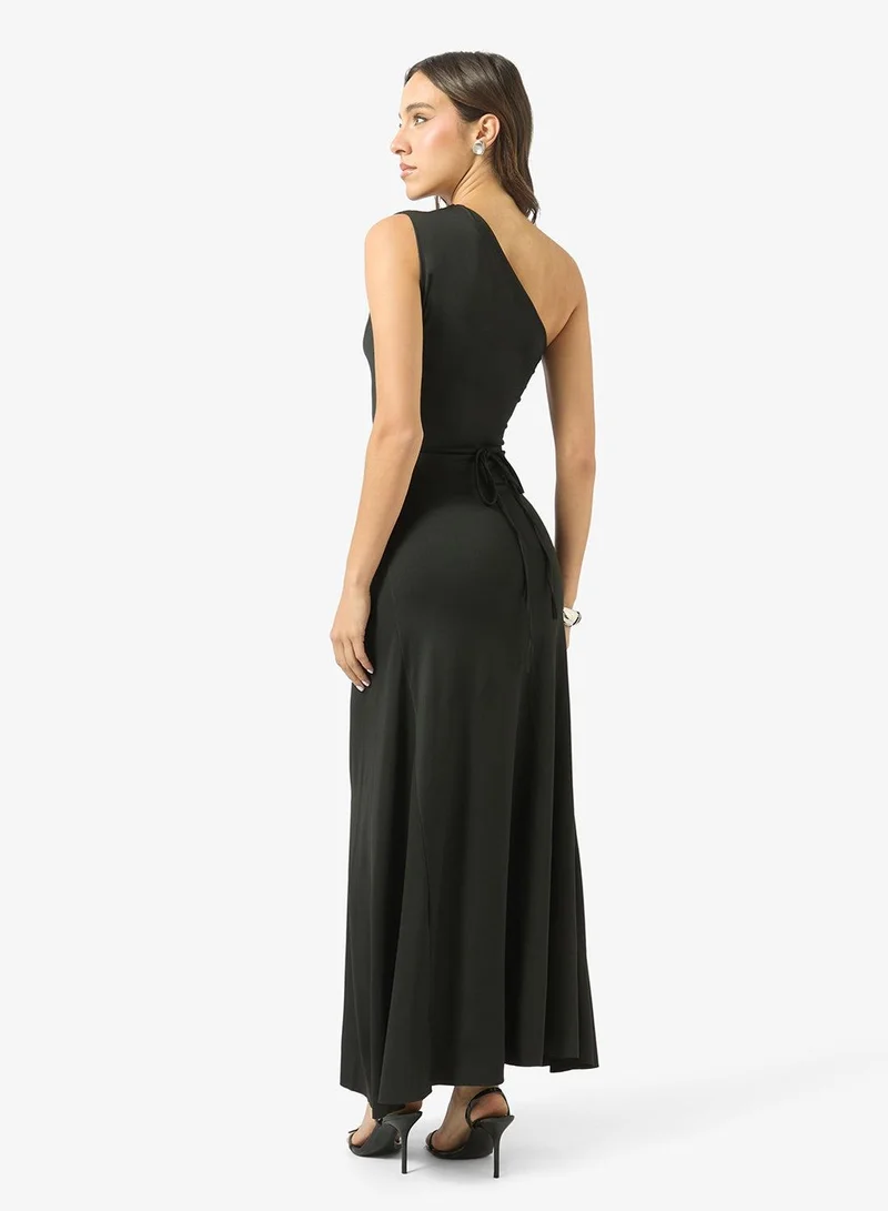 Ginger One Shoulder Draped Dress with Slit