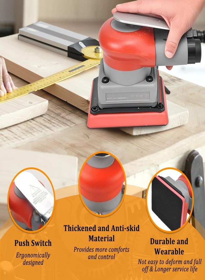 BTER Air Orbital Sander, 10000rpm 75x100mm Square Pneumatic Palm Sander, Sanding/Grinding/Polishing Professional Alloy Steel Pneumatic Sander for Wood, Composites, Metal, Car Beauty - Image 4