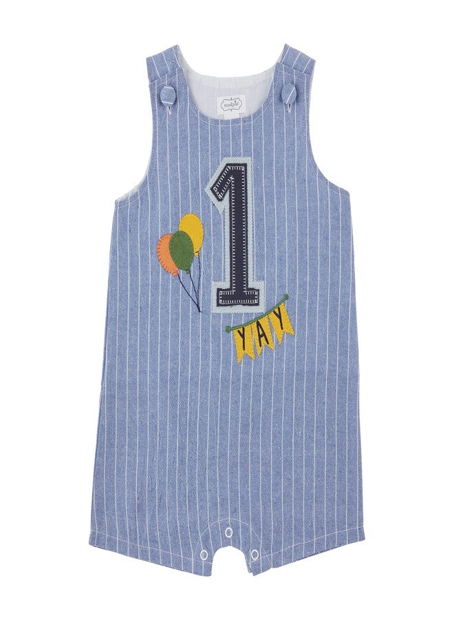 Mud Pie 1st Birthday Boy Jon Jon, Blue, 12-18 Months - Image 1