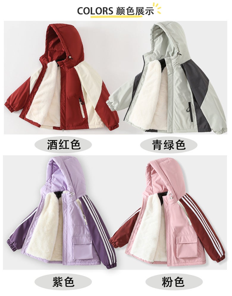 Cartoon Printing New Winter Handsome Boy Cold-Proof Warm Liner Fleece-Lined Cotton Hooded Jacket - Image 1