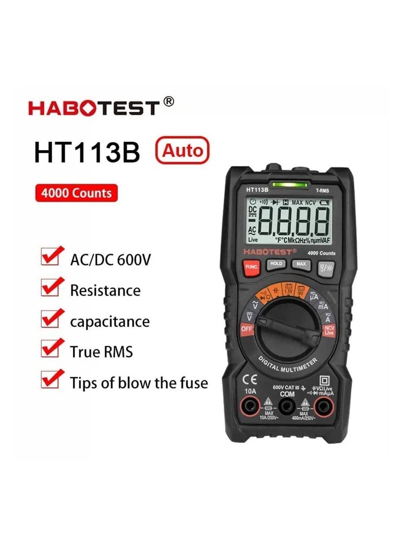 Y&D - Digital Multimeter, 4000 Counts DC AC Voltmeter, Ohm Volt Amp Test Meter and Continuity Diode Voltage Tester for Household Outlet, Anti-Burn with Double Fuses Clamp - Image 1
