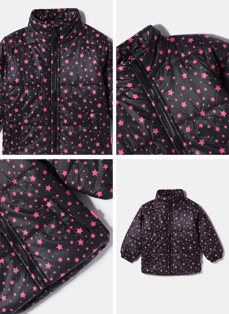 نوتيناتي جاكيت منتفخ بطبعة نجوم سوداء من نوتيناتى للبنات - Image 5