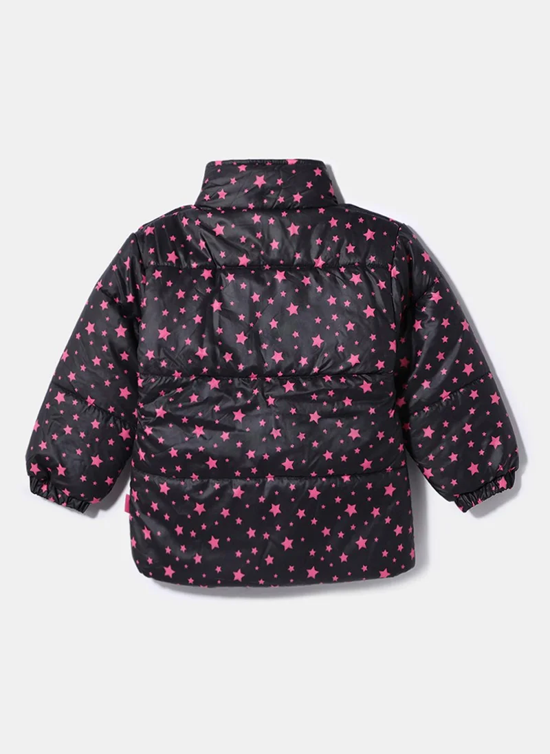 Nautinati Nautinati Black Star Printed Puffer Jacket for Girls