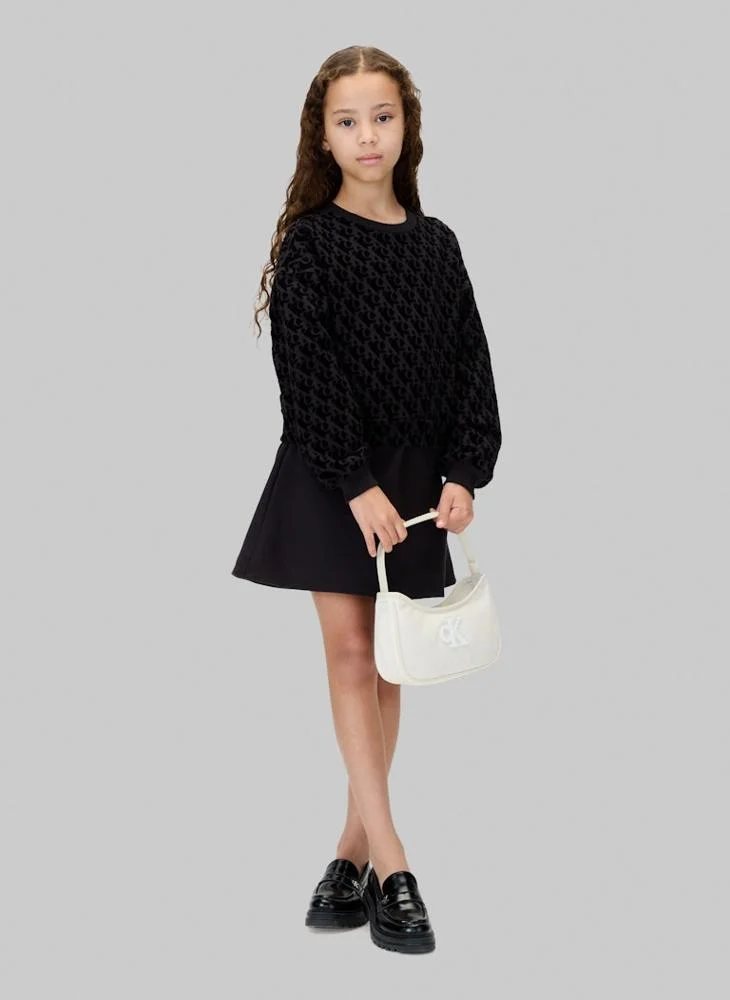Calvin Klein Jeans black Kids Printed Mini Shift Dress for Women | Best Price UAE