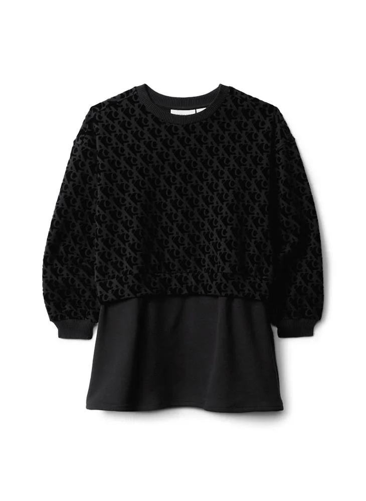 Calvin Klein Jeans black Kids Printed Mini Shift Dress for Women | Best Price UAE