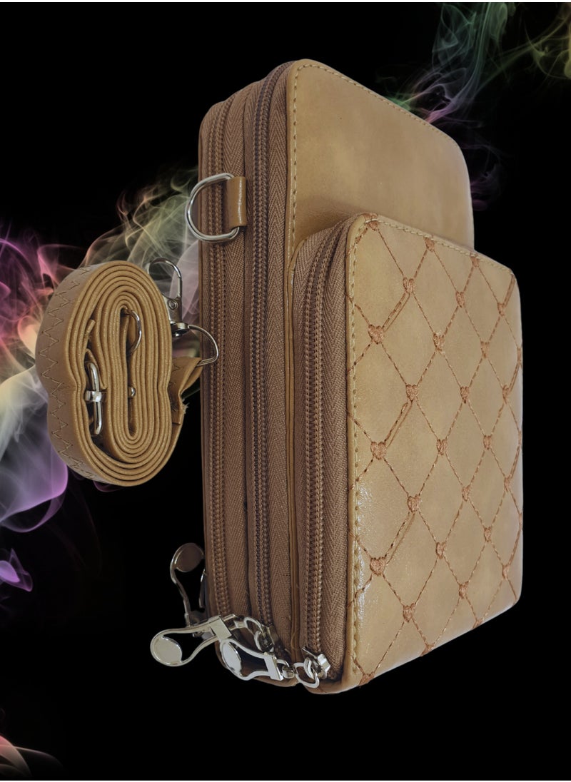 TO FASHION - TO 3009 LEATHER WOMEN, GIRLS CROSS BODY BAG, SHOULDER BAG, WITH ATTATCHED BELT, MODERN, UNIQUE AND ELEGANT DESIGN, DIMENSIONS 20*12*8 CM COFFEE A - Image 1