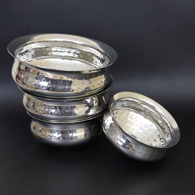 Spillbox Stainless Steel Kitchen Utensils Cooking Serving Tope Set|Handi Set|Urli |Serveware|Tope|Patila|Tope Set|Cookware Bowl- Hammered Briyani Handi (Combo of 4) - Image 4