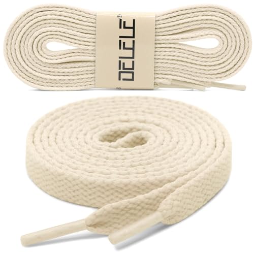 DELELE 2 Pair 35 inch Flat Shoe laces 5/16" Wide Shoelaces for Athletic Running Sneakers Shoes Boot Strings Beige - Image 2