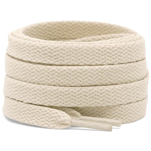DELELE 2 Pair 35 inch Flat Shoe laces 5/16" Wide Shoelaces for Athletic Running Sneakers Shoes Boot Strings Beige - Image 1