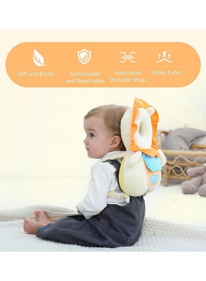 Baby Backpack Head Protection Pillow for Toddlers 6 Months - 3yrs | Adjustable Straps | Breathable Back | Noise to Alert Parent of Fall | Flat Head Baby Pillow | Car seat Safety(Lion) - Image 3