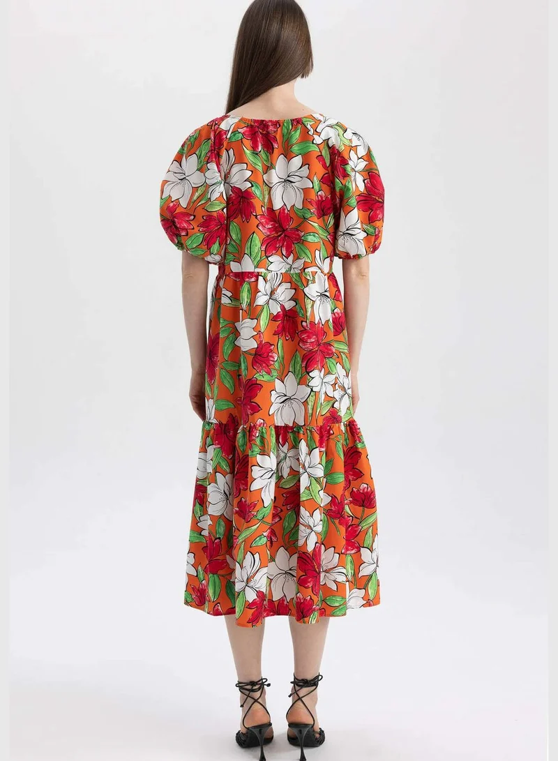 DeFacto Woman V Neck Short Sleeve Woven Dress