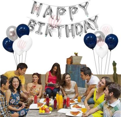 HK balloons Pack of 67 Pcs Silver Happy Birthday foil Balloons Decoration Kit Set for birthday Balloons Decorations with star Foil Balloons and balloon pump - Image 3