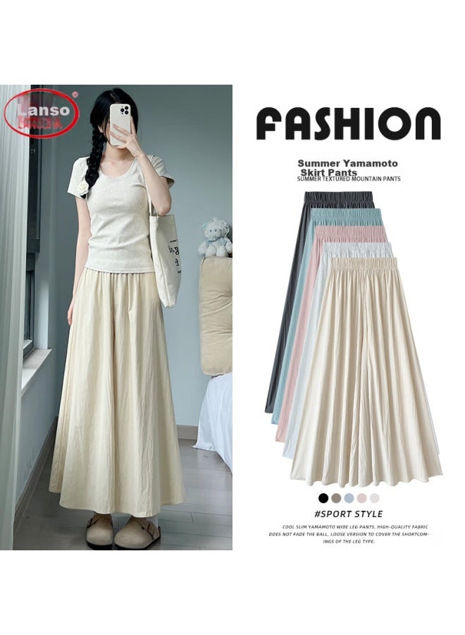 LANG SHA Langsha Women's Summer Skirt Pants, New Style Draping High-waist Slimming Casual Ice Silk Thin Wide-leg Pants Skirt - Image 2