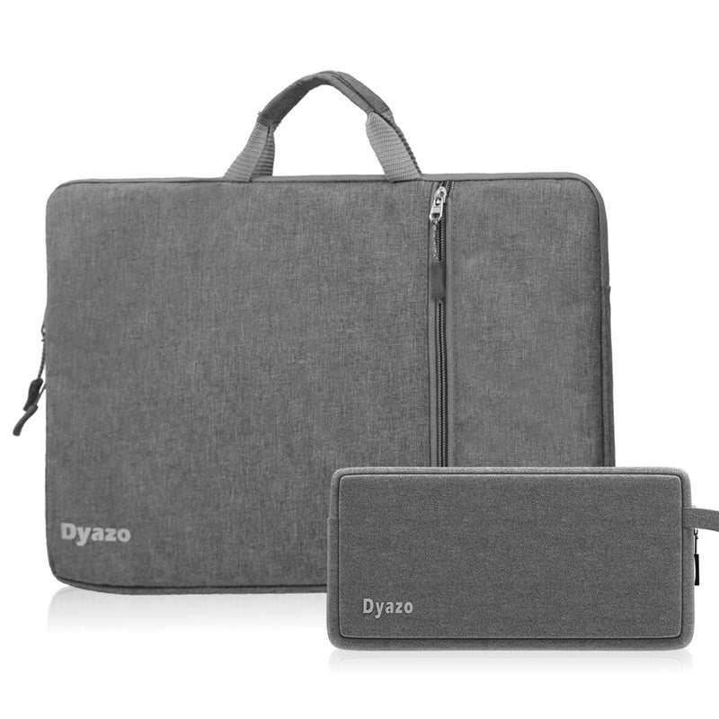 Dyazo 14 Inch Laptop Sleeve with Charger Pouch | Front Accessories Pocket with Handle Sleeve Case Cover | Compatible for MacBook, Lenovo, HP, Dell, Asus, Acer and Other Notebook (Grey) - Image 1