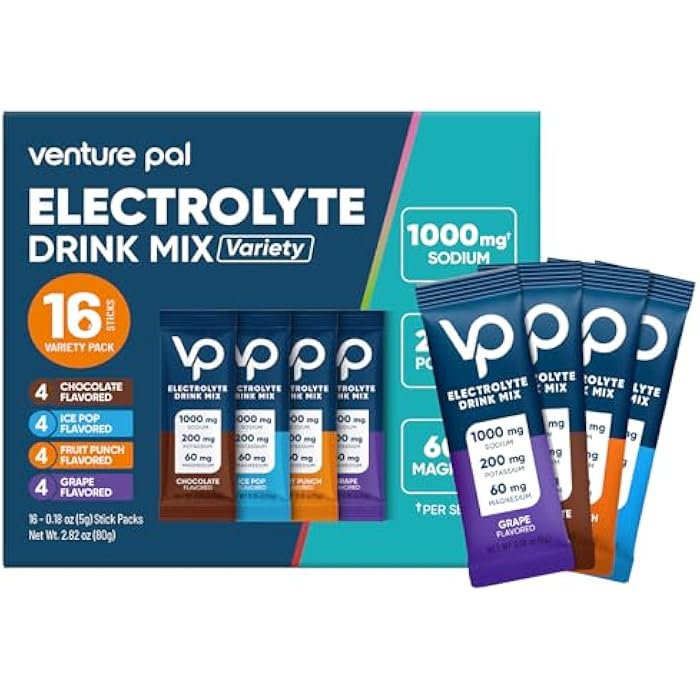 Venture Pal High Sodium Hydration Sticks | Electrolyte Powder with Essential Vitamins, Sodium & Potassium | No Sugar, Zero Calorie | Keto, Paleo & Vegan Approved | 16 Pack - Image 1