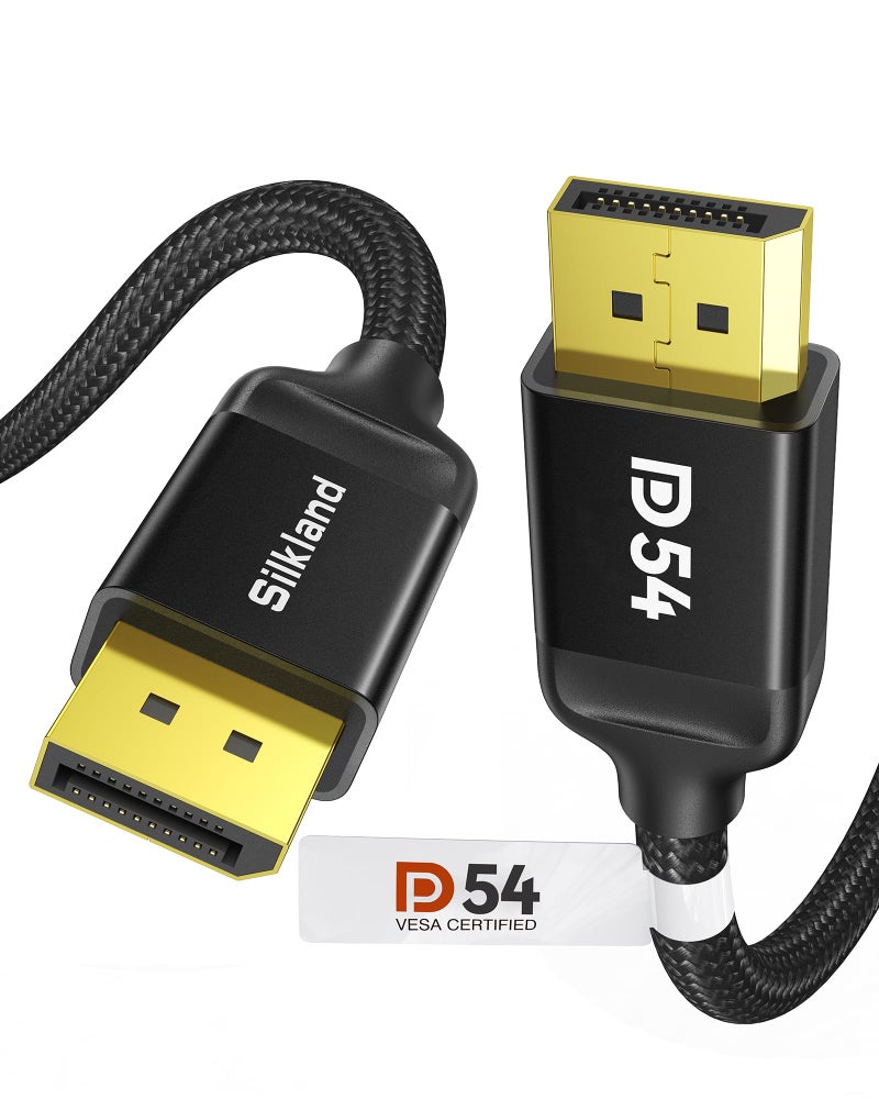 Silkland كابل سيلكلاند DisplayPort 2.1 بسرعة 54Gbps بطول 10FT/3M معتمد من VESA، كابل DP 2.0 [8K@120Hz، 4K@240Hz، 2K@360Hz] HDR، HDCP DSC 1.2a، متوافق مع شاشات الألعاب FreeSync G-Sync 4090 3090Ti 7900XTX - Image 1