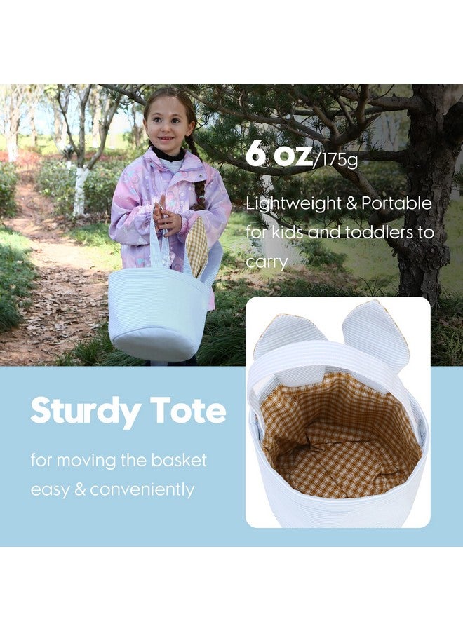 Sea Team Easter Bunny Basket for Eggs Hunt, Easter Eggs Bucket, Collector, Small Canvas Tote Bag with Rabbit Ears for Kids, Easter Days Decoration, Party, Holidays, Babyblue - Image 5