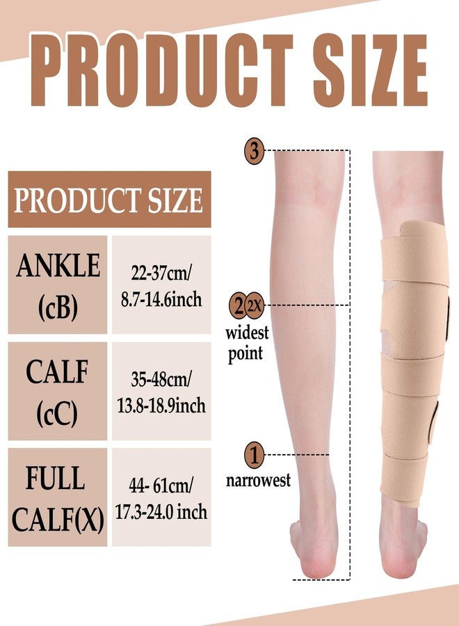 Croknit 2 Pcs Lymphedema Compression Leg Wraps Adjustable Lower Leg Cover up Medical Shin Splint Wrap for Heaviness Fatigue(Skin Color) - Image 2