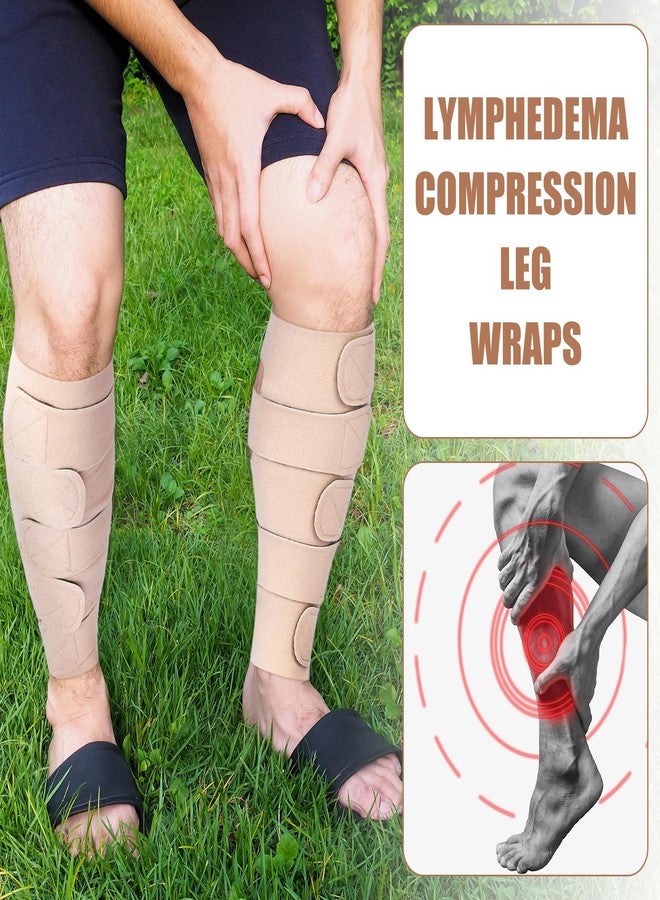Croknit 2 Pcs Lymphedema Compression Leg Wraps Adjustable Lower Leg Cover up Medical Shin Splint Wrap for Heaviness Fatigue(Skin Color) - Image 5