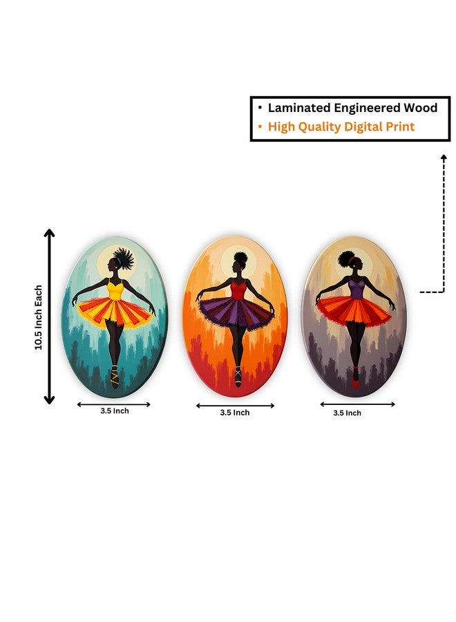 GiftOday Abstract Art Dancers Wood Wall Hanging Decoration Items for Home & Kitchen Decor | Gifts | Wooden Wall Hanger | Mdf Wall Decoration for Living Room, Bedroom, Hallway | Set of 3 - Image 4