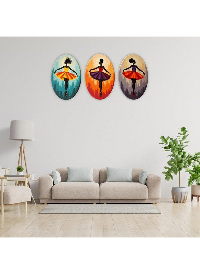GiftOday Abstract Art Dancers Wood Wall Hanging Decoration Items for Home & Kitchen Decor | Gifts | Wooden Wall Hanger | Mdf Wall Decoration for Living Room, Bedroom, Hallway | Set of 3 - Image 2