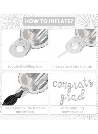 Congrats Grad Script Balloon Banner for Graduation Decorations - view 3
