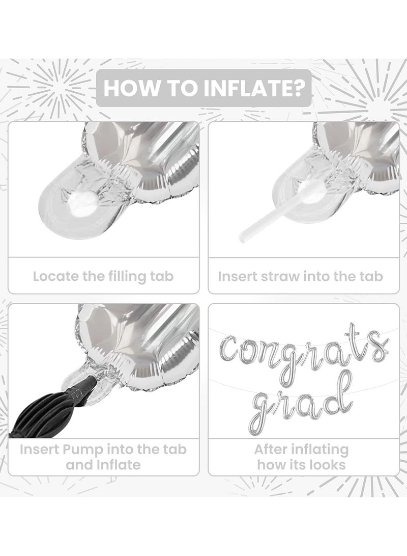 KATCHON Congrats Grad Script Balloon Banner for Graduation Decorations - Image 3