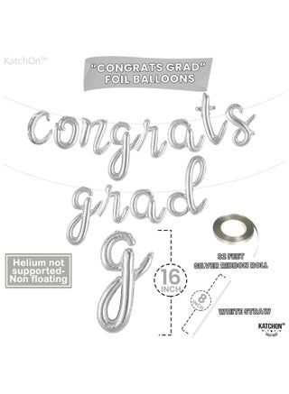 Congrats Grad Script Balloon Banner for Graduation Decorations - view 2
