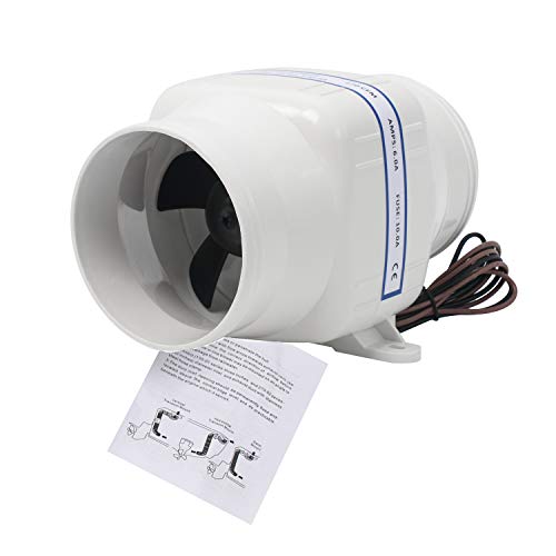 NovelBee 12V 270CFM Electric 4" in-Line Marine Bilge Air Blower with Six Blade Fan Maximize Air Flow and Efficiency - Image 1
